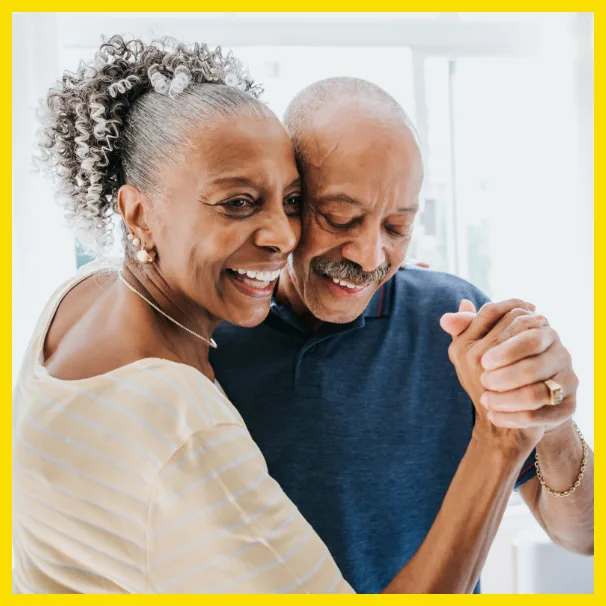 Elderly couple dancing