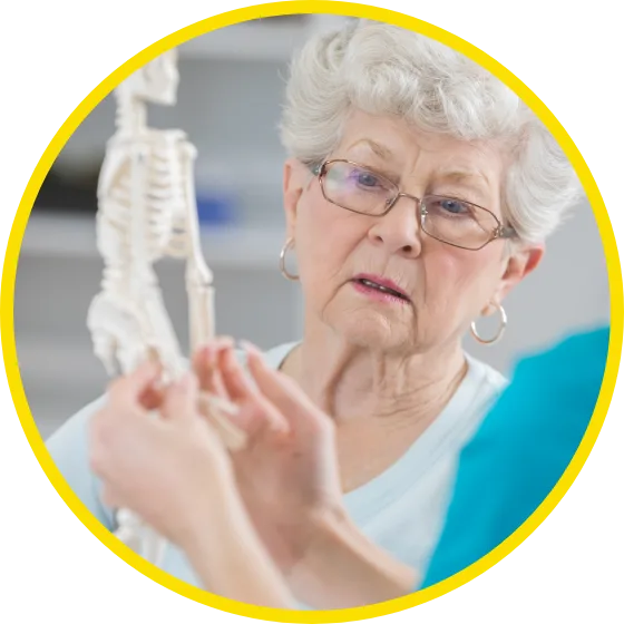 Woman looking at Skeleton
